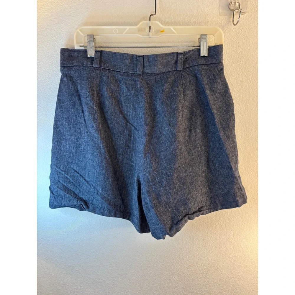 Banana Republic Blue Herringbone Chambray Linen Cotton Shorts Size 8 4in Inseam